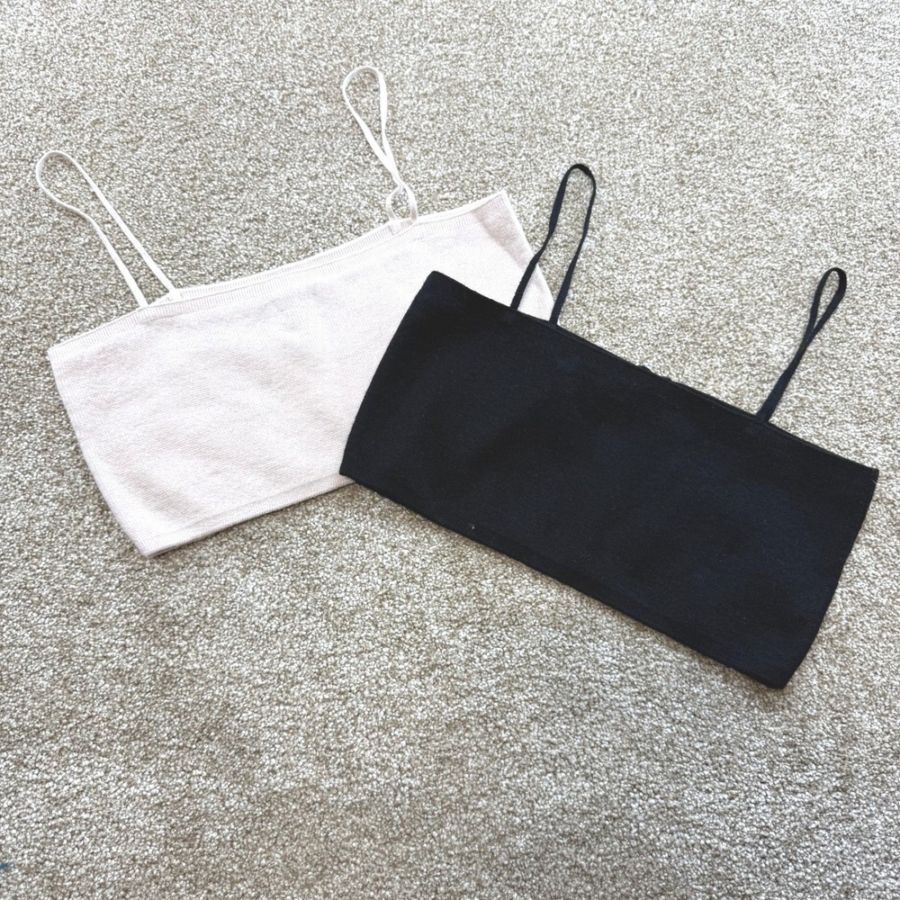 Olivaceous Womens Wool Knit Cropped Cami Tank Top Bundle Black Beige M NEW Lot